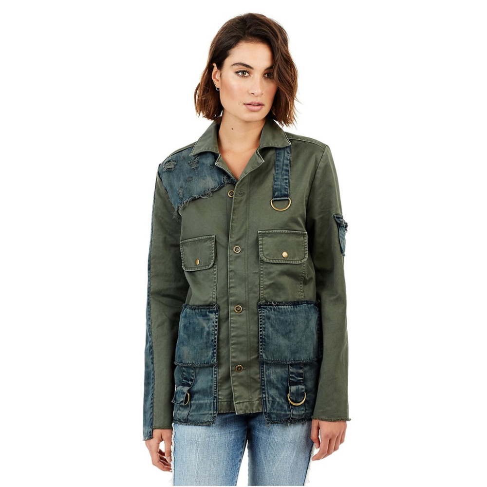 True Religion Women's Military Distressed Jacket